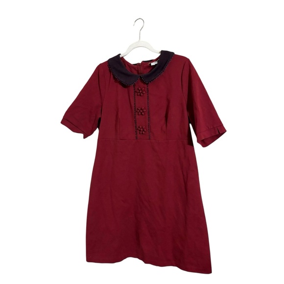 Boden Dresses & Skirts - Boden Red Colette Peter Pan Collar Midi Dress Size 14 Regular FLAWED